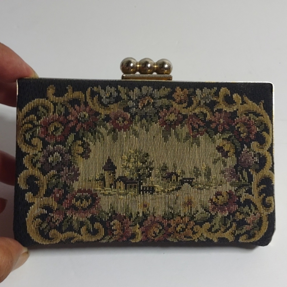 Petite Point Tapestry Purse Vintage Wallet Style 1950s